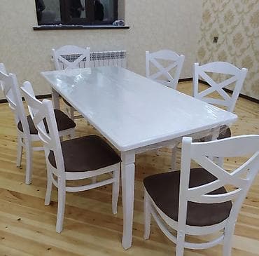 Mətbəx üçün, İşlənmiş, Açılmayan, Dördbucaq masa, 6 stul