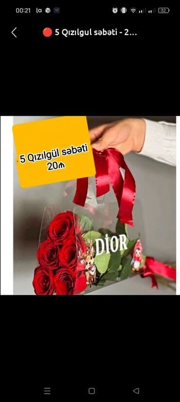 доска для рисования: Məhsul: 5 ədəd qızılgüldən ibarət hədiyyə səbəti - Şəffaf — 1