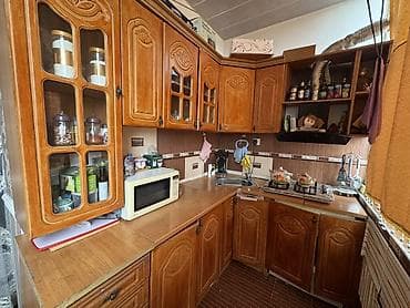 Mətbəx mebel dəsti – klassik taxta dizayn - Künc yerləşimli modul