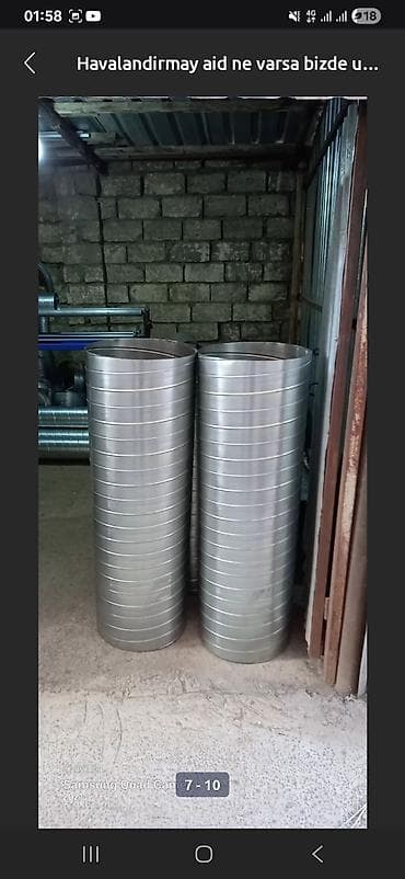 Su boruları: Sinklənmiş metaldan hazırlanmış bu dairəvi ventilyasiya boruları və — 3