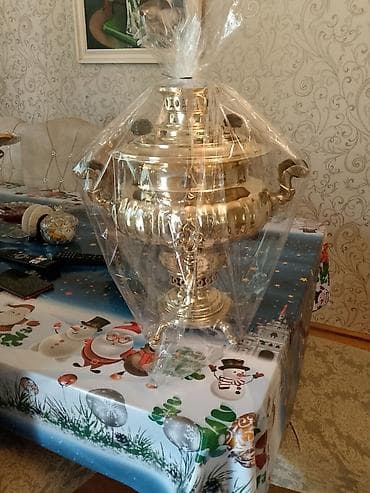 су матору: Mis qapaqlı, kömür/sobaqalı samovar - Material: cilalanmış mis — 3