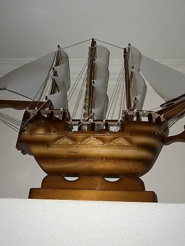 gitara simi: Taxta yelkənli gəmi maketi - Material: tamamilə taxtadan hazırlanmış — 1