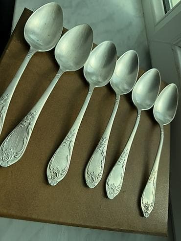 sufreler: 6 ədəd klassik desert qaşığı dəsti - Material: metal ərintisi — 3