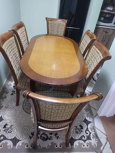 perla stullar: Mətbəx üçün, Açılmayan, Oval masa, 6 stul — 2