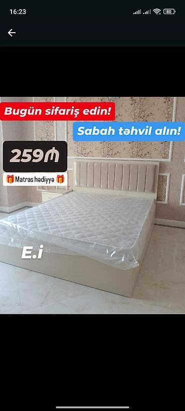 Yeni, İkinəfərlik çarpayı, Bazalı, Matras ilə, Siyirməsiz