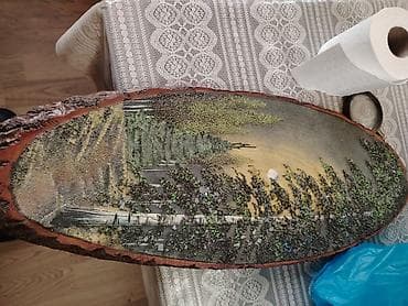 ev şəkili: Taxta üzərində daş mozaikalı pano - Material: Təbii dekorativ — 1