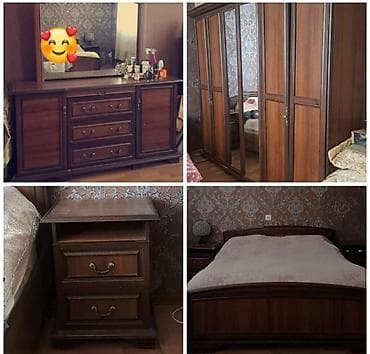 Yataq otağı mebel dəsti - Klassik üslubda massiv ağac fakturalı dəst