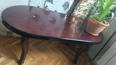 Balkon masası, İşlənmiş, Açılmayan, Taxta, Oval masa