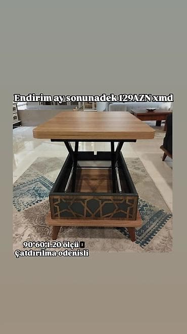 taxta komod: Qaldırılan üstə malik funksional çay masası - Üst hissə mexanizm — 2