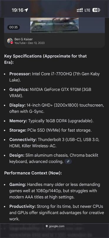 islenmis notebook: Intel Core i7, 14 " — 4