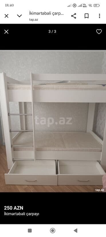 tek taxtlar: Oğlan və qız üçün, Çarpayı, Matras ilə, Siyirməli — 1