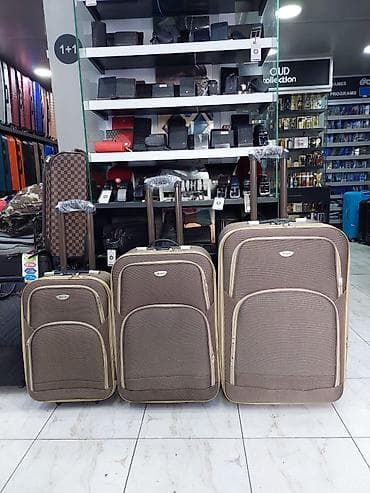 3-lü səyahət çamadan dəsti - Rəng: açıq qəhvəyi/bej tonları -