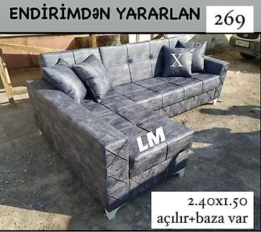 Künc divan – keyfiyyətə zəmanətlə - Ölçü: 2,40 m x 1,50 m - Mexanizm