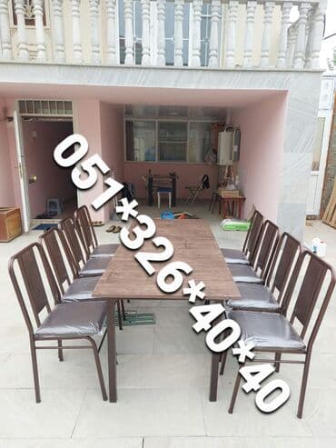 Masa və oturacaq dəstləri: Qonaq otağı üçün, Yeni, Açılan, Dördbucaq masa, 4 stul — 3