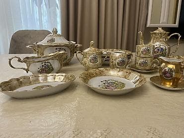 tap az radiatorlar: Çay dəsti, rəng - Qızılı, Farfor — 2