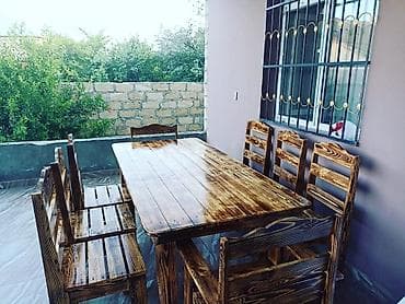 bag evi mebelleri: Yeni, Kvadrat masa, 10 stul, Açılmayan, Stullar ilə, Taxta, Azərbaycan — 5