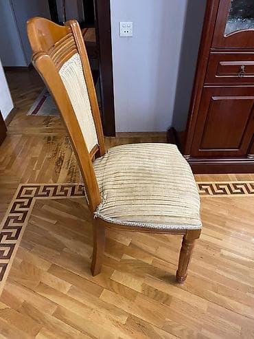 mətbəx stol stul: Mətbəx üçün, İşlənmiş, Qatlanmayan, rəng - Bej Stul — 1