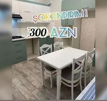Mətbəx üçün, Yeni, Açılmayan, Dördbucaq masa, 4 stul — 1
