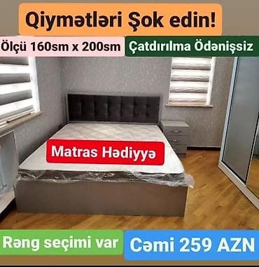 Modern yataq dəsti – 160 sm x 200 sm ölçüdə - Yumşaq başlıqla rahat və