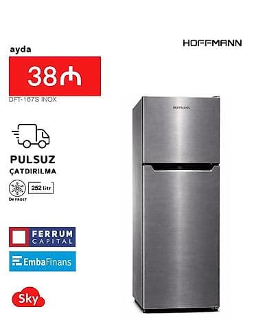 köhnə soyuducular: Yeni 2 qapılı Hoffman Soyuducu Satılır, rəng - Gümüşü, Kredit var — 1