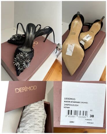 Tuflilər, Derimod, Ölçü: 38, rəng - Qara, Yeni