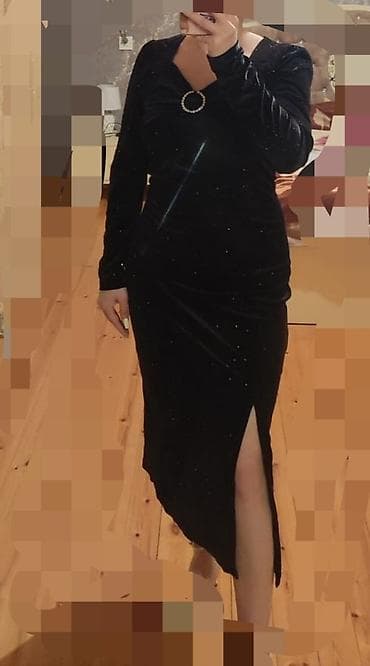 vecerni don: Məhsul: Qara məxmər ziyafət donu - Model: Uzun (midi/ayaq biləyi — 1