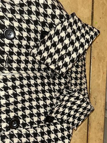 ucuz paltolar: Qadın paltosu – qara-ağ “houndstooth” (quşdişi) naxışlı - Model — 2