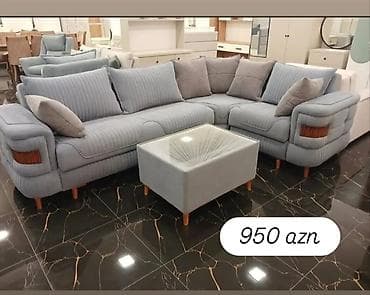 sultan divani: 1.Künc divan dəsti – 950 AZN - Rəng: açıq boz - Komplekt: L formalı — 1