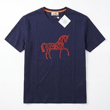 Футболки: Hermès kişi T‑şörtü – “At” qrafik printi - Model: qısaqol, klassik — 2