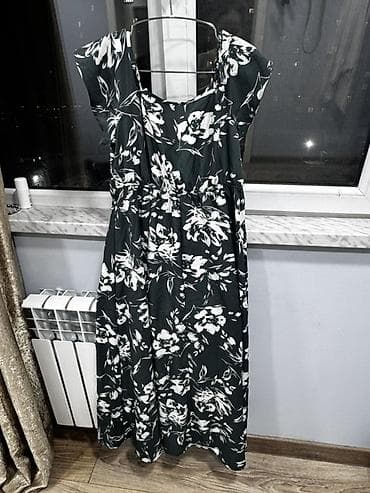 Jiletlər: Qadın donu – maxi uzunluqda, qara-yaşıl fon üzərində ağ floral — 3