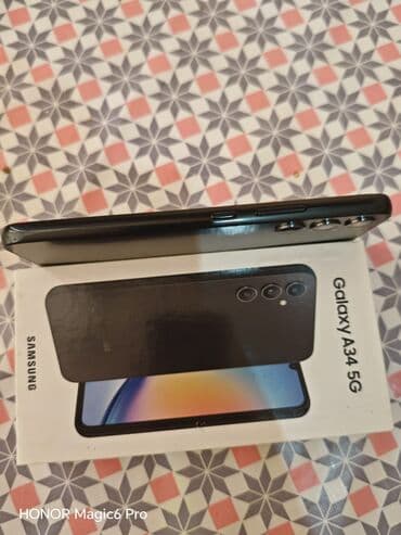 samsung tab 10 qiymeti: Samsung Galaxy A34, 128 GB, rəng - Qara, Barmaq izi — 2