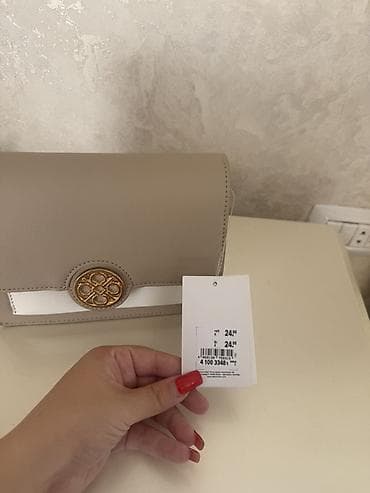Qadın çiyin/çapraz çanta - Rəng: bej və ağ iki rəngli dizayn - — 3