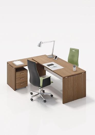 Ofis üçün L formalı iş masasının dəsti - Dizayn: L formalı, taxta