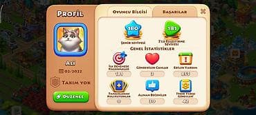 180 level hesab satılır Resurslar: 230K+ T-Cash və 183 milyon+ qızıl