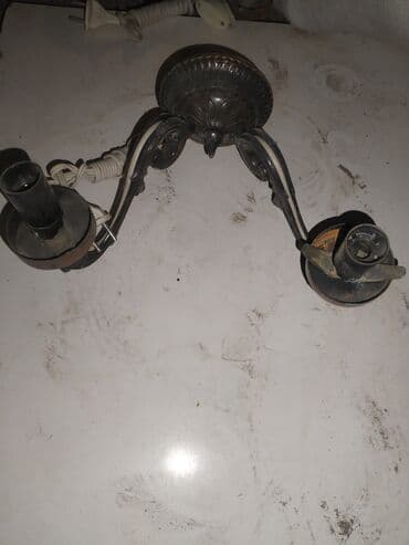 divar saatlari: İkiqollu divar lampası (bra) - Klassik/antik üslubda metal korpus — 2