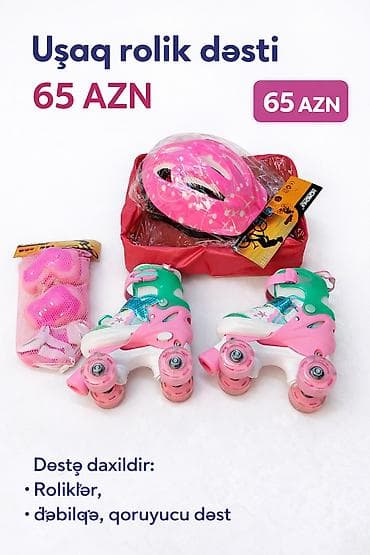 İdman çantaları: Uşaq rolik dəsti – 65 AZN Komplekt: - 4 təkərli uşaq rolikləri — 1