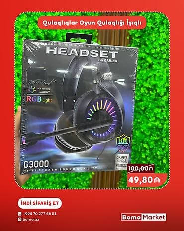Наушники: Oyun qulaqlığı – HEADSET G3000 - RGB işıqlandırma (RGB flash lamp — 1