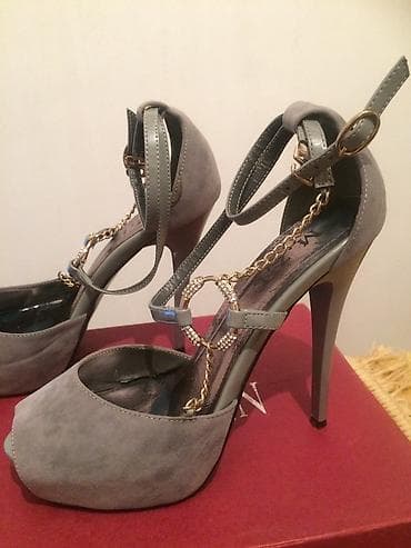 Basanoşka və səndəllər: Ölçü: 38, rəng - Boz, İşlənmiş — 2