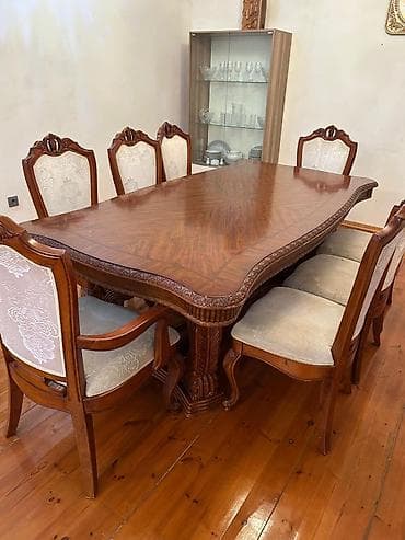 ceviz: Qonaq otağı üçün, Açılmayan, Oval masa, 6 stul — 1