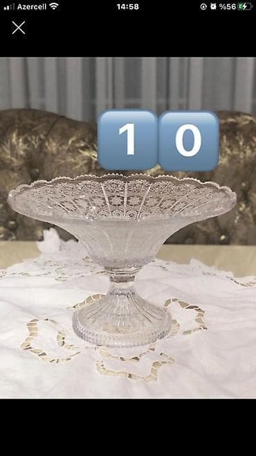 çay servizi: Şüşə/kristal qablar dəsti - Meyvə və şirniyyat üçün ayaqlı vazalar — 1