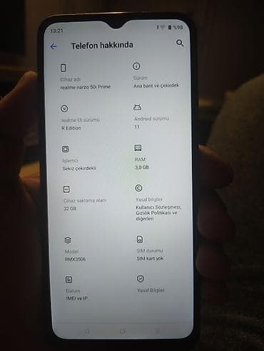 acer nitro 5: Realme Narzo 50i Prime, 32 GB, rəng - Göy, Sensor — 3