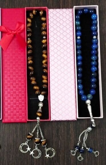 Saç aksesuarları: Təbii daşlardan təsbeh təzə İdeal vəziyyətdə. aslangöz,əqiq Aqat — 2