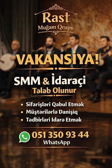 mektebde katibe isi: SMM menecer tələb olunur, İstənilən yaş, 3-5 illik təcrübə — 1