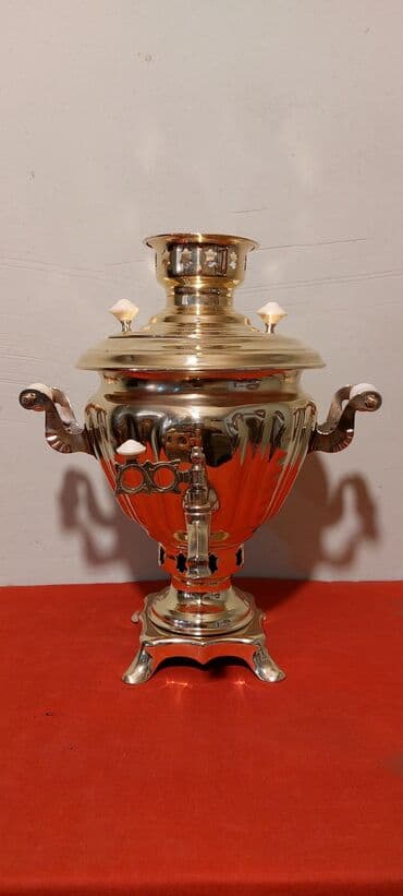 купить чайник в баку: Klassik samovar dəsti - Material: cilalanmış metal korpus (gümüşü və — 7