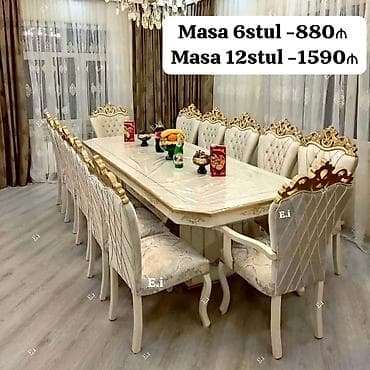 Klassik üslubda dəbdəbəli yemək dəsti - Seçimlər: - Masa + 6 stul –