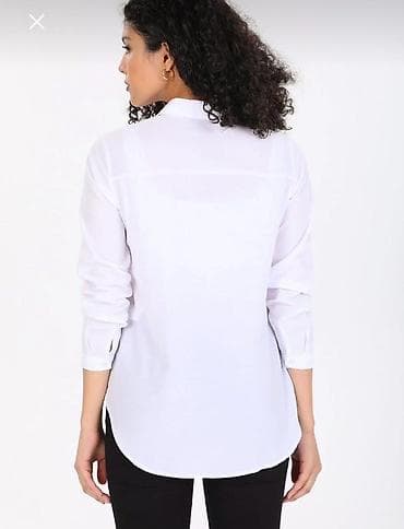 Toy paltarları və aksesuarları: Ağ rəngli qadın köynəyi - Klassik düz kəsim, uzunqol - Ön hissədə — 1