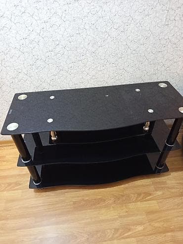 plastik rəf: Düz TV altlığı, Polkalı, Şüşəli — 1