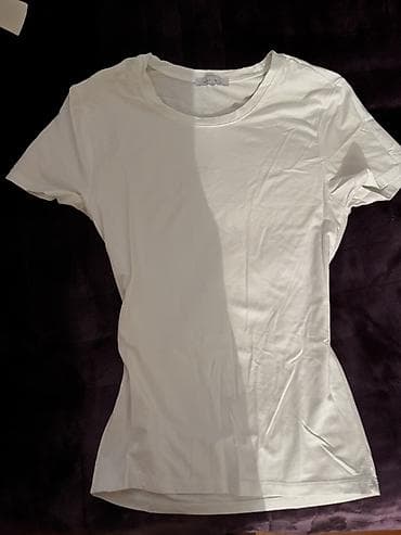 hamam papagi: Ağ rəngli qadın T‑şört - Sadə, minimal dizayn; dairəvi yaxalıq - — 1