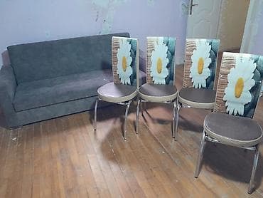 demir stol stullar: Divan açilir ve bazalidir 4 eded stul yaxwi veziyetde — 1