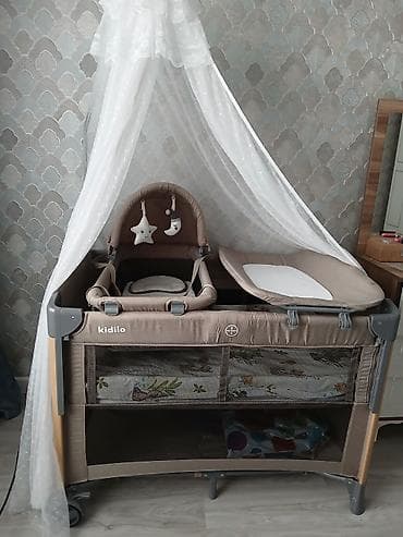 bewik: Oğlan və qız üçün, İşlənmiş, Dördbucaq, Beşik, Matras ilə, Yellənmə mexanizmsiz — 6